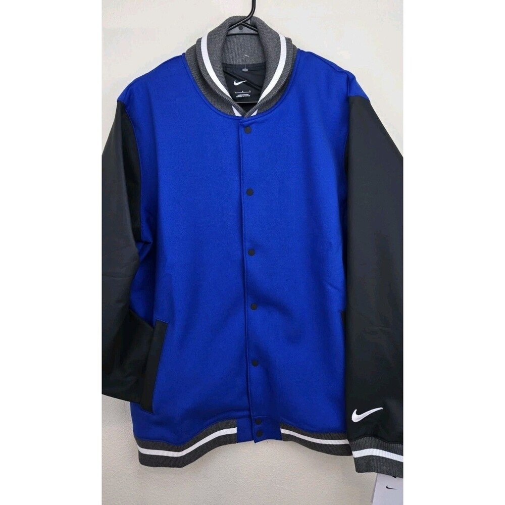 Nike - Men's Football Varsity Letterman Bomber Jacket - Sz L - Blue DJ5971-493